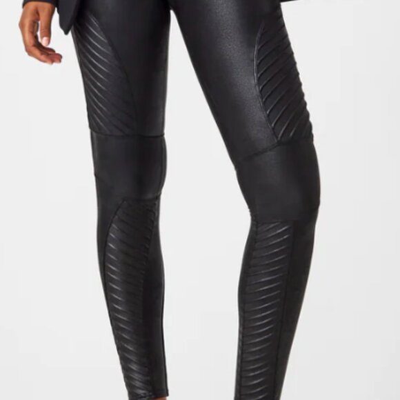 Spanx Leather Ribbed Leggings - Picture 1 of 4
